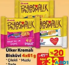 ÜLKER KREMALI BİSKÜVİ 4X61 G